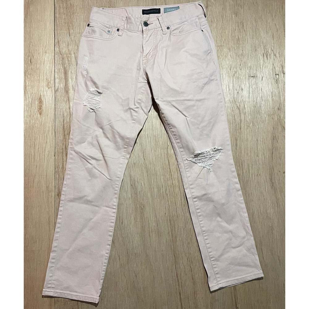 Aeropostale Jeans Womens‎ Pink Salmon Distressed Jeans 28x28 Skinny Denim